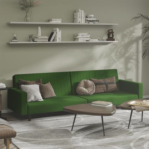 Vidaxl Canapé-Lit À 2 Places Vert Foncé Velours