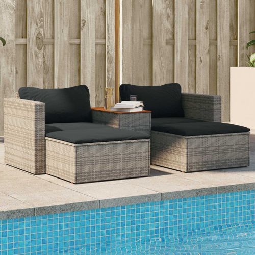 Vidaxl Salon De Jardin 5 Pcs Avec Coussins Gris Résine Tressée Acacia