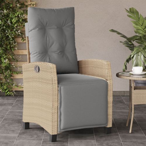 Vidaxl Chaise Inclinable De Jardin Et Repose-Pied Mélange Beige Rotin