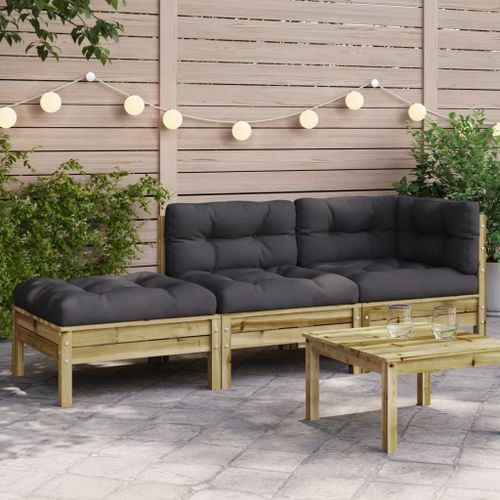 Vidaxl Canapé De Jardin Avec Coussins Et Repose-Pied 2 Places