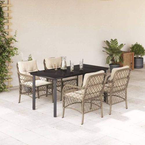 Vidaxl Ensemble À Manger De Jardin Avec Coussins 5pcs Beige Poly Rotin
