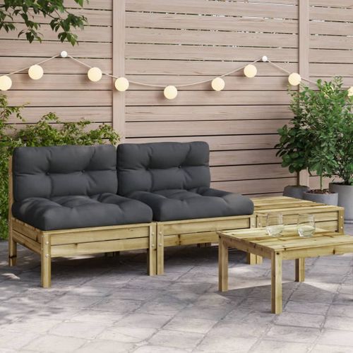 Vidaxl Canapé De Jardin Avec Coussins Et Repose-Pied 2 Places