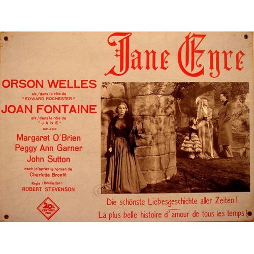 Jane Eyre 1944 De Robert Stevenson -  Joan Fontaine - Orson Welles - Photo Prestige Cartonnée Noir & Blanc - Format 30x40 Cm