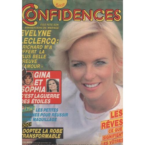 Confidences  N° 1919 : 1984 Evelyne Leclerc/Anne Parrillaud/Farrah Fawcett/Catherine Rouvel/Richard Berry/Dave (1p1/2)/Patrick Sabatier/Michael York/Claire Severac (1p)