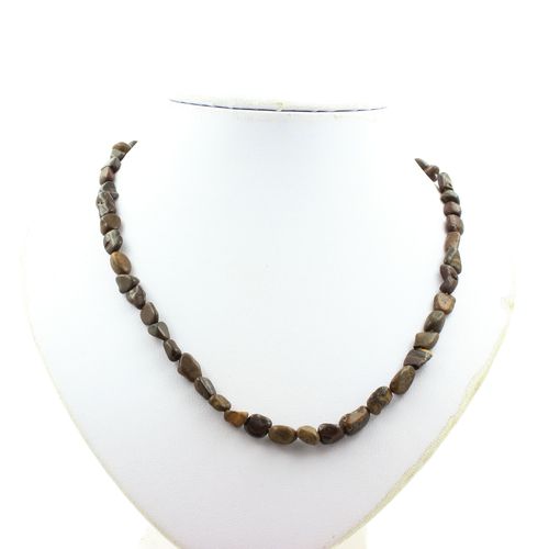 Collier Perles Opale Boulder D'australie Chaine En Acier Inoxydable.