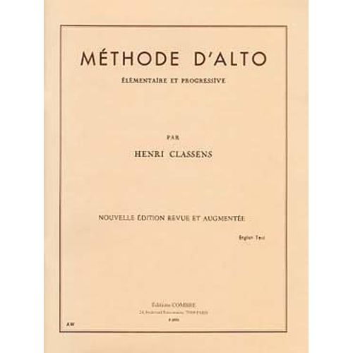 Classens : Méthode D'alto - Combre
