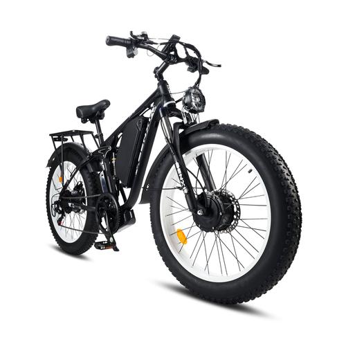 Vélo Électrique - Benxi Seeker 24 - Roues 24" - Double Moteur 2000w - Batterie 48v 23ah - Frein Hydraulique -Tout Suspendu-Blanc