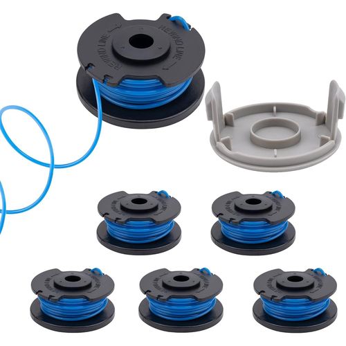Bobine Fil Coupe Bordure Ryobi Compatible avec Ryobi One+ AC14RL3A 18v 24v 40v, 0,065" Alimentation Automatique pour Ryobi sans Fil Line 11ft, 6 Bobines + 1 Capuchons de Coupe