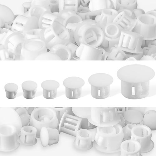 6 Tailles Bouchons En Plastique, 5 Mm, 6 Mm, 10 Mm, 13 Mm, 16 Mm, 19 Mm Bouchons ¿¿ Vis Plastique Couvercles Plastique Pour Meubles Bouchons Trou Verrouillage Pour Armoire Meubles (200pcs, Blanc)