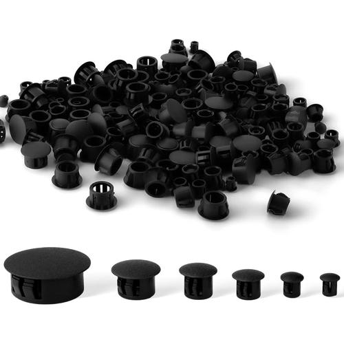 6 Tailles Bouchons En Plastique, 5 Mm, 6 Mm, 10 Mm, 13 Mm, 16 Mm, 19 Mm Bouchons ¿¿ Vis Plastique Couvercles Plastique Pour Meubles Bouchons Trou Verrouillage Pour Armoire Meubles (200pcs, Noir)