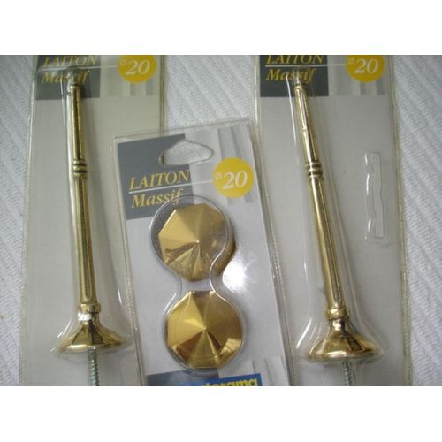 Ensemble En Laiton Massif Pour Tringle A Rideaux 20 Cm Avec Rosaces Diamant