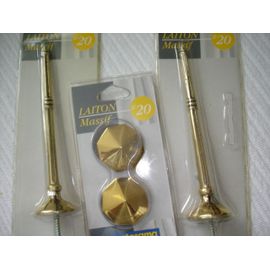 Ensemble En Laiton Massif Pour Tringle A Rideaux 20 Cm Avec Rosaces Diamant