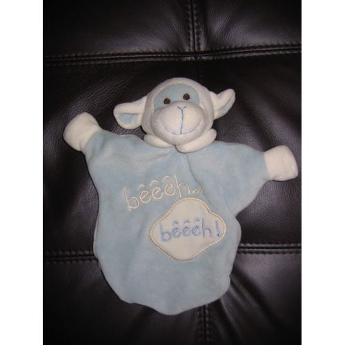 Doudou Marionnette Mouton Bleu Eveil Et Tendresse Cmp