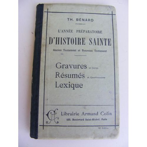 L'année Préparatoire D'histoire Sainte