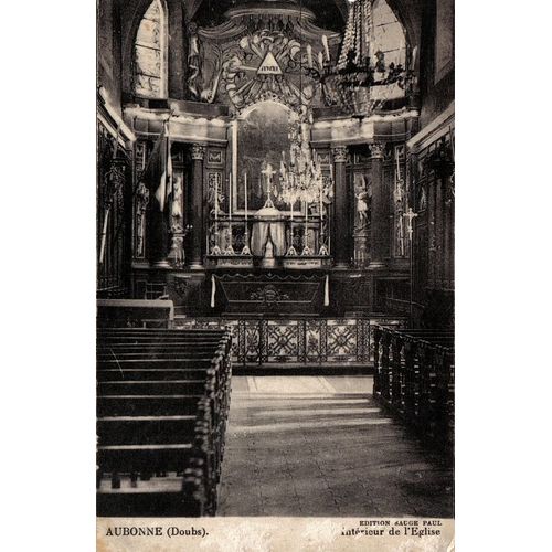 Carte Postale Ancienne, France, Doubs ( 25 ), Aubonne, Intérieur De L'église