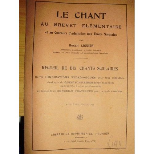Le Chant Au Brevet Élémentaire
