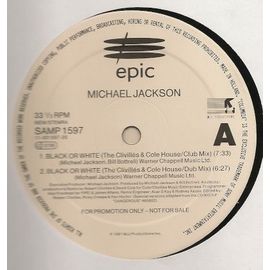 Black Or White  (The Civilles & Cole House / Club Mix 7'33 + Dub Mix 6'27 + The Underground Club Mix 7'30 + House With Guitar Radio Mix 3'53 + Tribal Beats 3'34)  1991  Hollande  Promo Copy