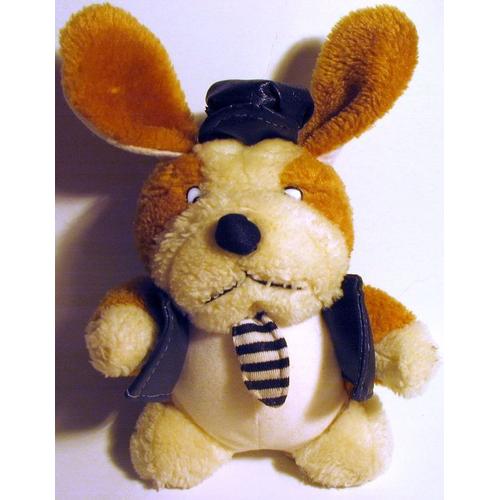 Peluche Lapin Habillé D'une Veste En Cuir Et D'un Chapeau - 23 Cm Avec Les Oreilles