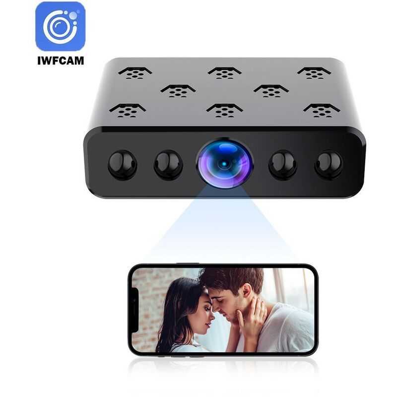 La plus petite caméra de sécurité caméra de surveillance caméra IP HD 1080P avec application de téléphone Android/iOS, Windows/MAC PC noir