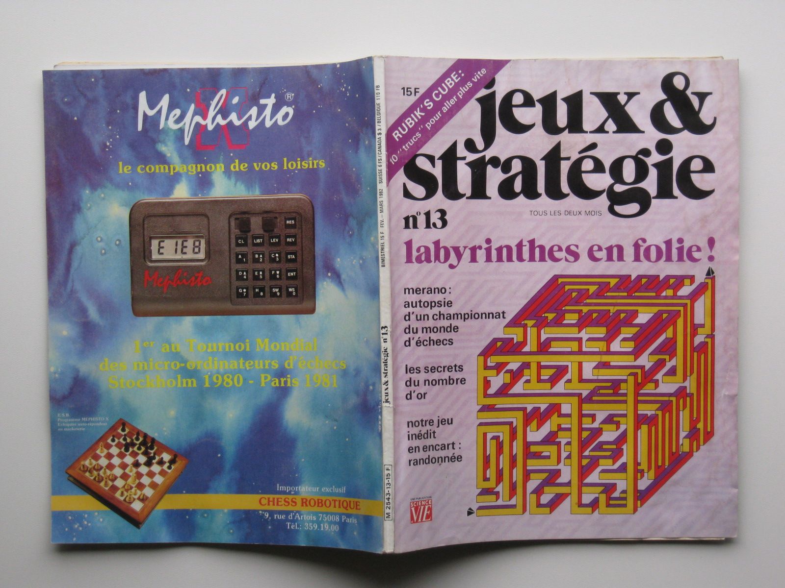 Jeux & Stratégie N° 13: Rubik's Cube, Labyrinthes En Folie, Merano, Le Nombre D'or, Jeu Inédit En Encart: Randonnée