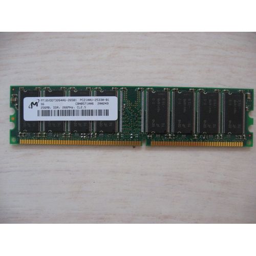 MT - Mémoire - 256 Mo - DIMM 184 broches - DDR - 266 MHz - PC2100 - CL2.5