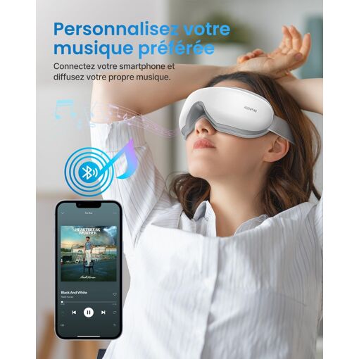 Masque Masseur Oculaire Avec Chaleur Et Télécommande - Bluetooth, Portable, Neuf - Pour Détente Des Yeux