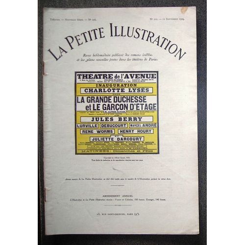 La Petite Illustration Théâtrale N° 126 : La Grande Duchesse Et Le Garçon D'étage, Comédie D'alfred Savoir