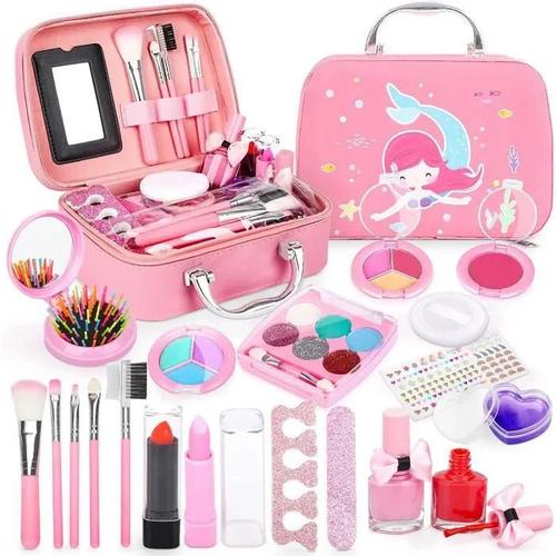 Jouet Maquillage Enfant - Sdlogal - Malette Rose 20pcs - Accessoires Multiples - Matériau De Sécurité