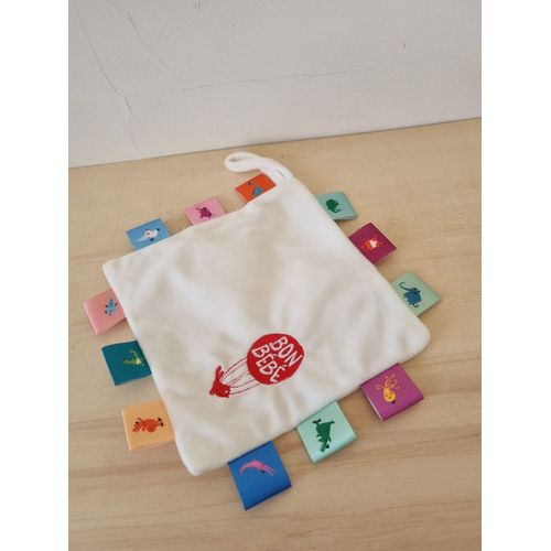 Doudou Carré Blanc Multicolore Bon Bébé