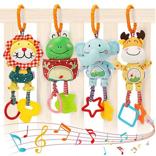 Jouets Pour Bébés Pour 0, 3, 6, 9, 12 Mois, Clochettes, Hochets Pour Bébés Avec Jouets De Dentition, Poussette Peluche Pour Développement Précoce, Jouets Pour Bébé, De Naissance, Pièces De 4