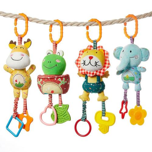 4 Pièces Jouet De Poussette, Berceau Hochet, Animales, Jouets Doux De Bébé Pour 3 6 9 12 Garçons Et Filles