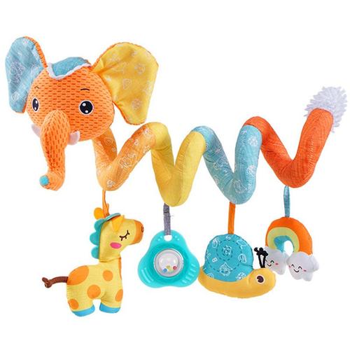 Bébé Jouet De Poussette, Spirale Jouets Lit Suspendu Jouet Avec Hochet Et Boîte À Musique Pour Poussette/Siège Auto/Berceau Enveloppant, Éléphant