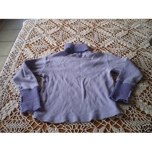 Pull Mauve Clair Col Montant T 5/6 Ans Tres Bon Etat