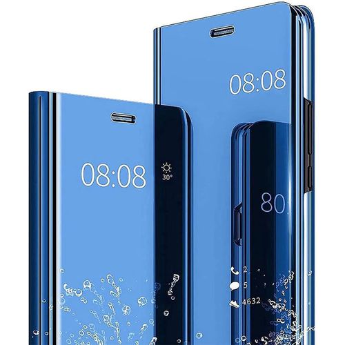 Housse Etui Pour Samsung Galaxy S23 Ultra Coque, Mirror Case Anti-Rayures Anti-Choc Housse De Protection Clear View Cover, Etui Cover Pour Samsung Galaxy S23 Ultra.(Bleu)