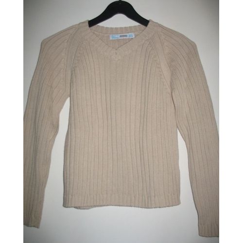 Pull Zara Beige Coton Col V