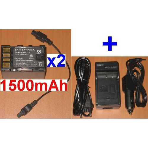 Chargeur + 2 Batteries pour JVC VF808 VF-808 VF808U VF-808U BN-VF815U BN VF815 VF808 **1500mAh**