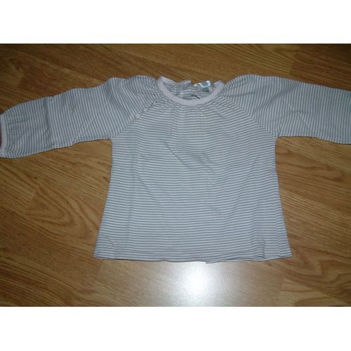 Polo Manches Longues Rayé Gris-Rose