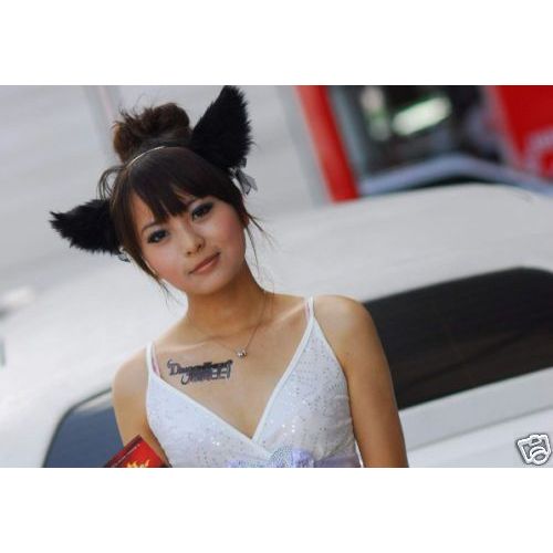 Oreille Chat Serre Tête Blanche Poil Long Déguisement Cosplay Cotume Japan Expo