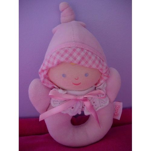 Doudou Hochet Lutin Rose Et Vichy Rose Corolle 1998