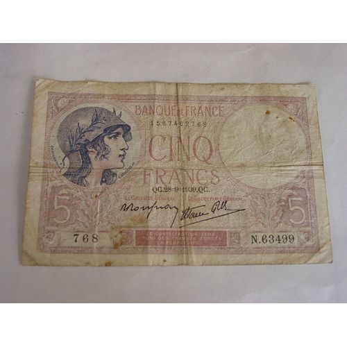 Billet De 5 Frs 1939