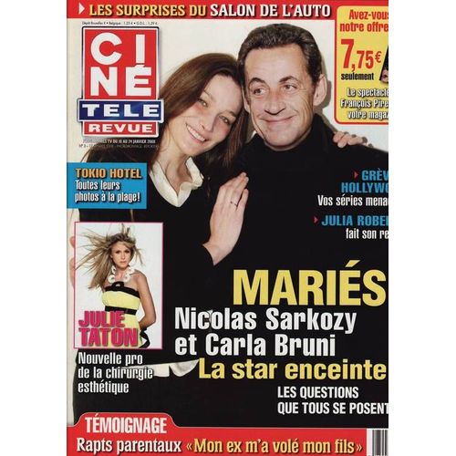 Ciné Télé Revue (Edition Belge) / 17-01-2008   N° 3 : Carla Bruni (2p) - Tokio Hotel (1p) - Julie Taton (2p) - Julia Roberts (1,5p) - Mélanie Laurent (1p) - Michèle Laroque (1p) - Alain Leempoel (1p)