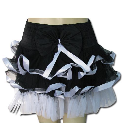 Jupe Lolita Noir Dentelle Blanc Courte Émo Costume Cosplay Noeud Papillon