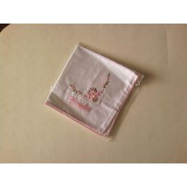 Mouchoir Brodé De Fleurs Roses Françoise Saget