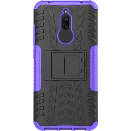 Coque Compatible Avec Xiaomi Redmi 8+Protection Verre Trempe,Armor Support Etui Hybride Cover Cases Housse(Pourpre