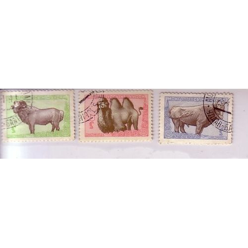 Mongolie , Lot De 3 Timbres , Thème Animaux