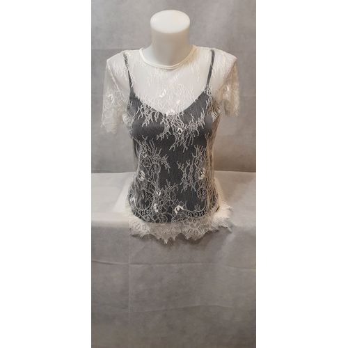 Top Blanc Dentelle Femme Jus D'orange Paris Taille 38