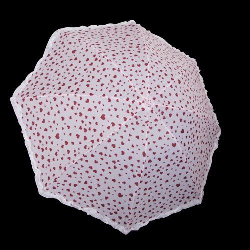 Parapluie Rose Claire Pli? Dentelle Mini Coeur Rouge Mod?le Japonais Kawaii Lolita