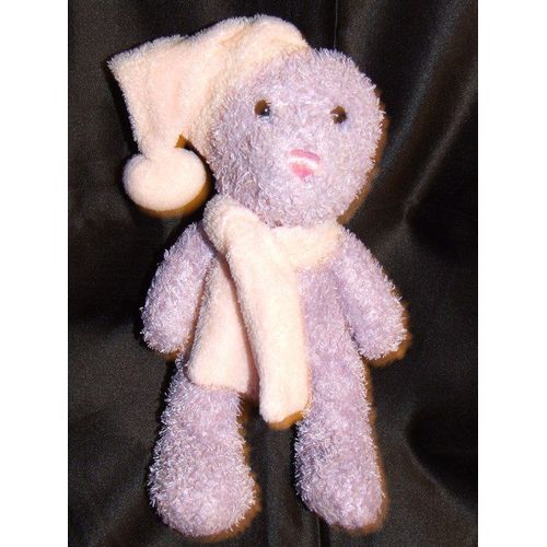 Ours Cmp Doudou Peluche Violet Mauve Echarpe Bonnet Rose