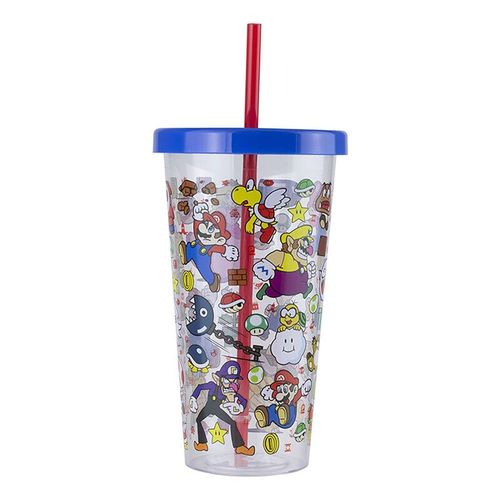 Paladone Gobelet En Plastique Avec Paille Super Mario 700ml