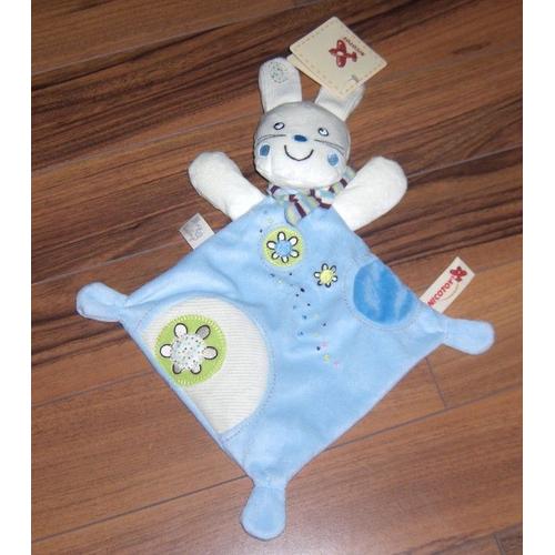 Doudou Lapin Bleu Nicotoy Plat